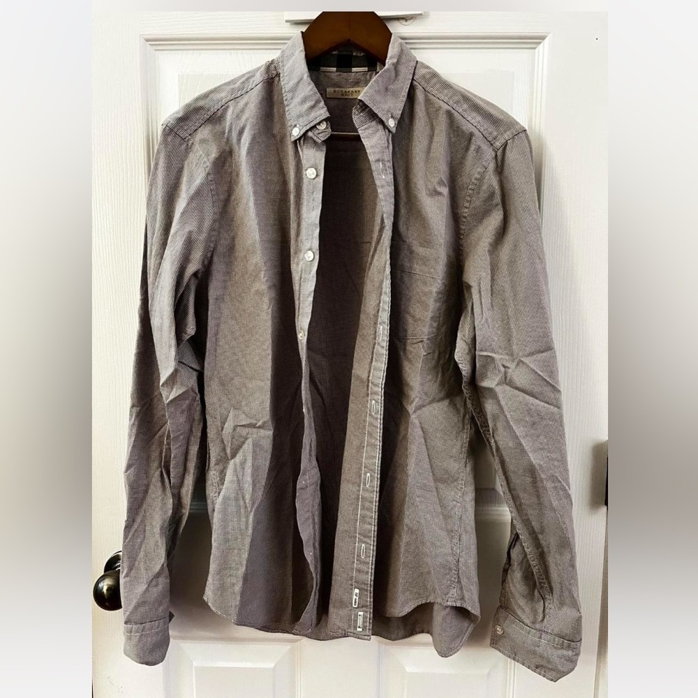 Men's Burberry Burgundy Checked Oxford shirt size Medium
